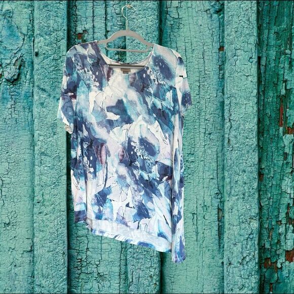 Chicos Women's Short Sleeve Asymmetrical Top Large (Chico's 2) - Picture 9 of 9